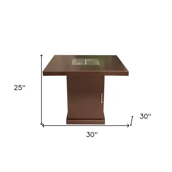40000 BTU 30" Antiqued Bronze And Gold Steel Propane Square Fire pit table With Cover