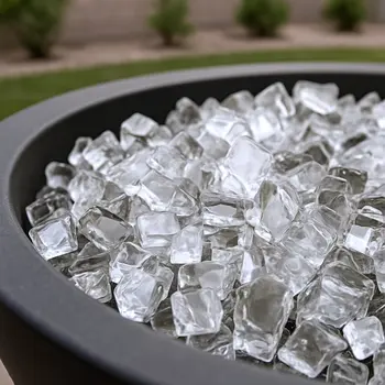 Clear Round Reflective Fire Pit Glass