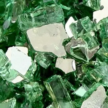 Green Round Reflective Fire Pit Glass