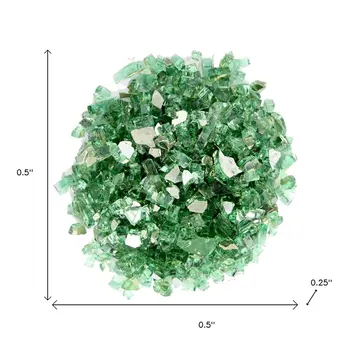 Green Round Reflective Fire Pit Glass