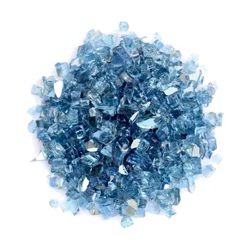 Sky Blue Round Reflective Fire Pit Glass