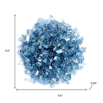 Sky Blue Round Reflective Fire Pit Glass