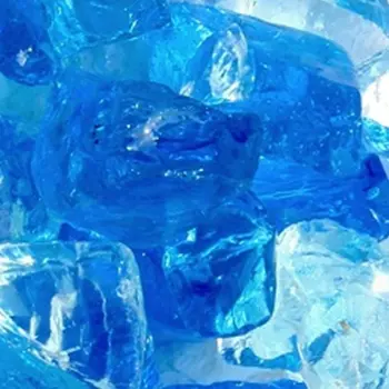 Blue Round Reflective Fire Pit Glass