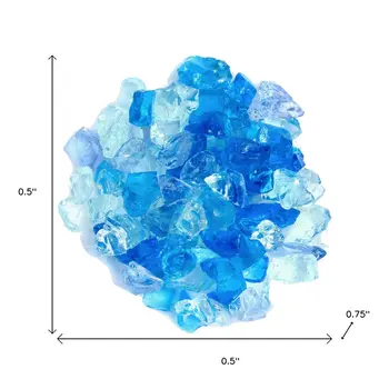 Blue Round Reflective Fire Pit Glass
