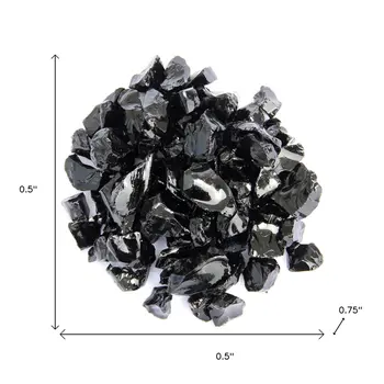 Black Round Reflective Fire Pit Glass