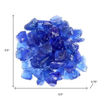 Blue Round Reflective Fire Pit Glass