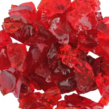 Red Round Reflective Fire Pit Glass