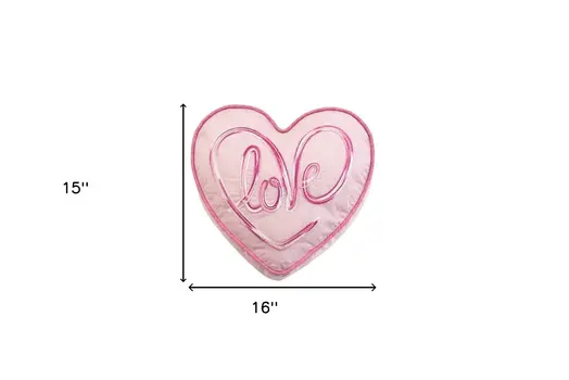 16" X 15" Pink Heart Love Valentines Day Heart Throw Pillow