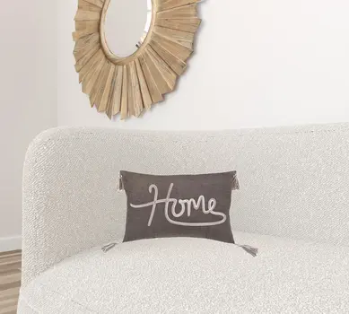 13" X 20" Gray and White Home Throw Pillow with Tassels