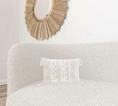 13" X 18" Beige Throw Pillow with Tassels