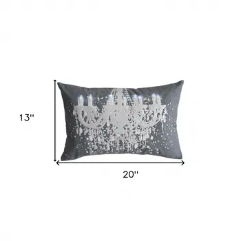13" X 20" Gray and White Throw Pillow