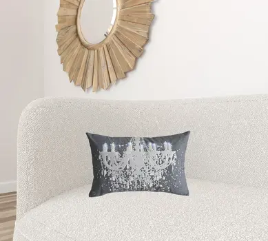 13" X 20" Gray and White Throw Pillow