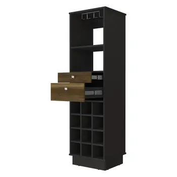 18" Black Bar Cabinet With Two Drawers