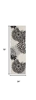 6' Black And White Indoor Outdoor Runner Rug