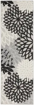 6' Black And White Indoor Outdoor Runner Rug