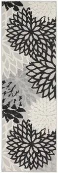 8' Black And White Indoor Outdoor Runner Rug