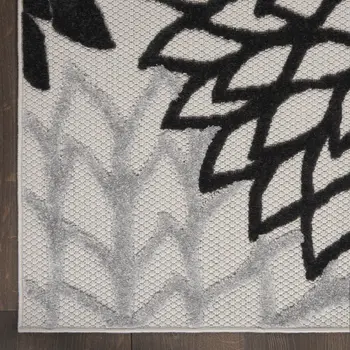 9' X 12' Black And White Indoor Outdoor Area Rug