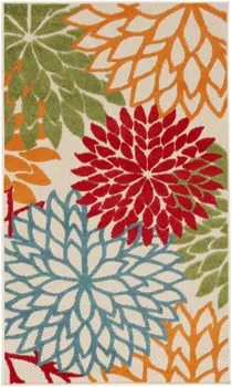 3' X 5' Green And Ivory Indoor Outdoor Area Rug