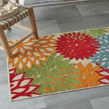3' X 5' Green And Ivory Indoor Outdoor Area Rug