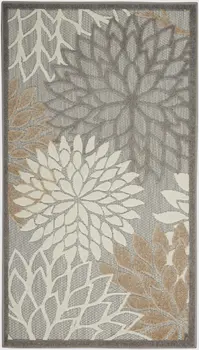 3' X 5' Gray And Ivory Indoor Outdoor Area Rug