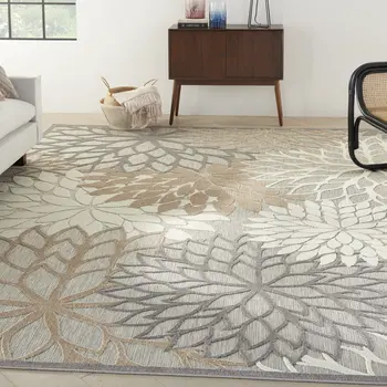 9' X 12' Gray And Ivory Indoor Outdoor Area Rug