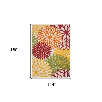 12' X 15' Red And Ivory Indoor Outdoor Area Rug