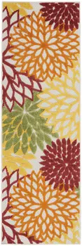 6' Red And Ivory Indoor Outdoor Runner Rug