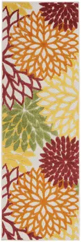 6' Red And Ivory Indoor Outdoor Runner Rug