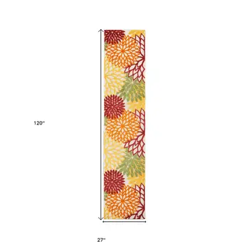 10' Red And Ivory Indoor Outdoor Runner Rug
