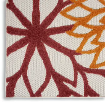 8' Red And Ivory Indoor Outdoor Runner Rug