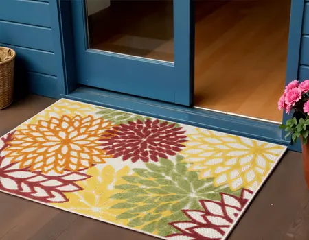 3' X 4' Red And Ivory Indoor Outdoor Area Rug
