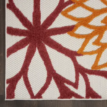 3' X 4' Red And Ivory Indoor Outdoor Area Rug