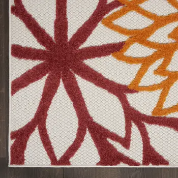 9' X 12' Red And Ivory Indoor Outdoor Area Rug