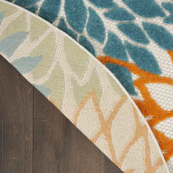 8' X 8' Blue And Ivory Indoor Outdoor Area Rug