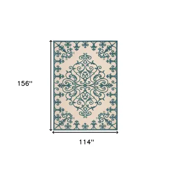 10' X 13' Aqua Indoor Outdoor Area Rug