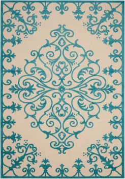10' X 13' Aqua Indoor Outdoor Area Rug