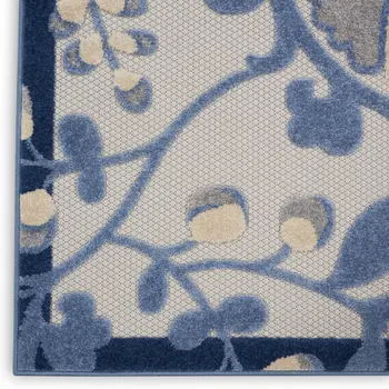 6' Blue And Gray Indoor Outdoor Runner Rug