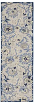 6' Blue And Gray Indoor Outdoor Runner Rug