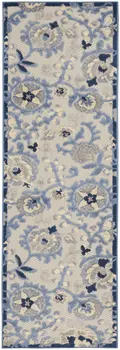 6' Blue And Gray Indoor Outdoor Runner Rug