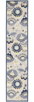 12' Blue And Gray Indoor Outdoor Runner Rug