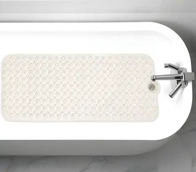 40" Beige Latex Bubbles Non Slip Shower Mat