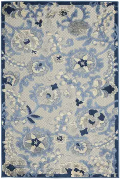 3' X 4' Blue And Gray Indoor Outdoor Area Rug