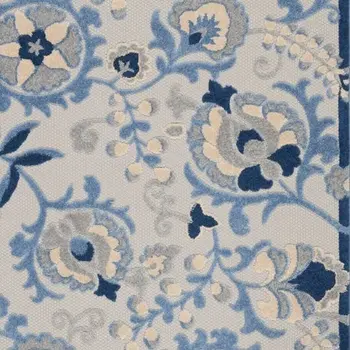 5' X 7' Blue And Gray Indoor Outdoor Area Rug