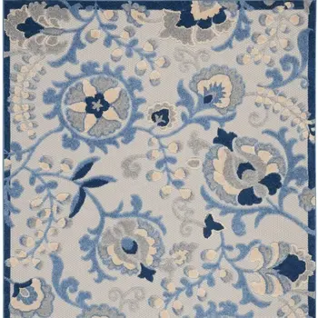 5' X 7' Blue And Gray Indoor Outdoor Area Rug