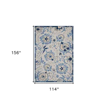 10' X 13' Blue And Gray Indoor Outdoor Area Rug