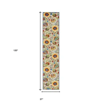 10' Ivory Indoor Outdoor Runner Rug