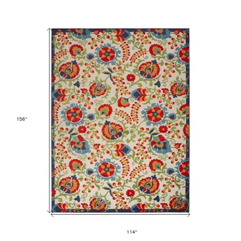 10' X 13' Blue And Beige Indoor Outdoor Area Rug