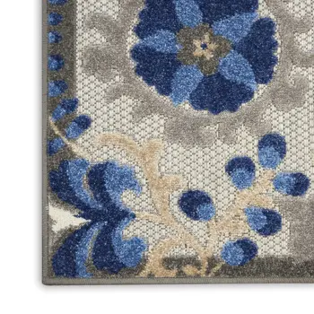 10' X 13' Blue And Gray Indoor Outdoor Area Rug