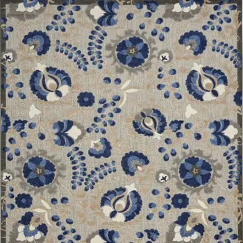 10' X 13' Blue And Gray Indoor Outdoor Area Rug