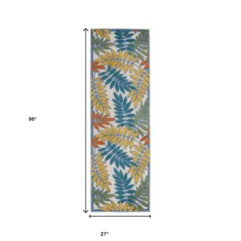 8' Ivory Indoor Outdoor Runner Rug